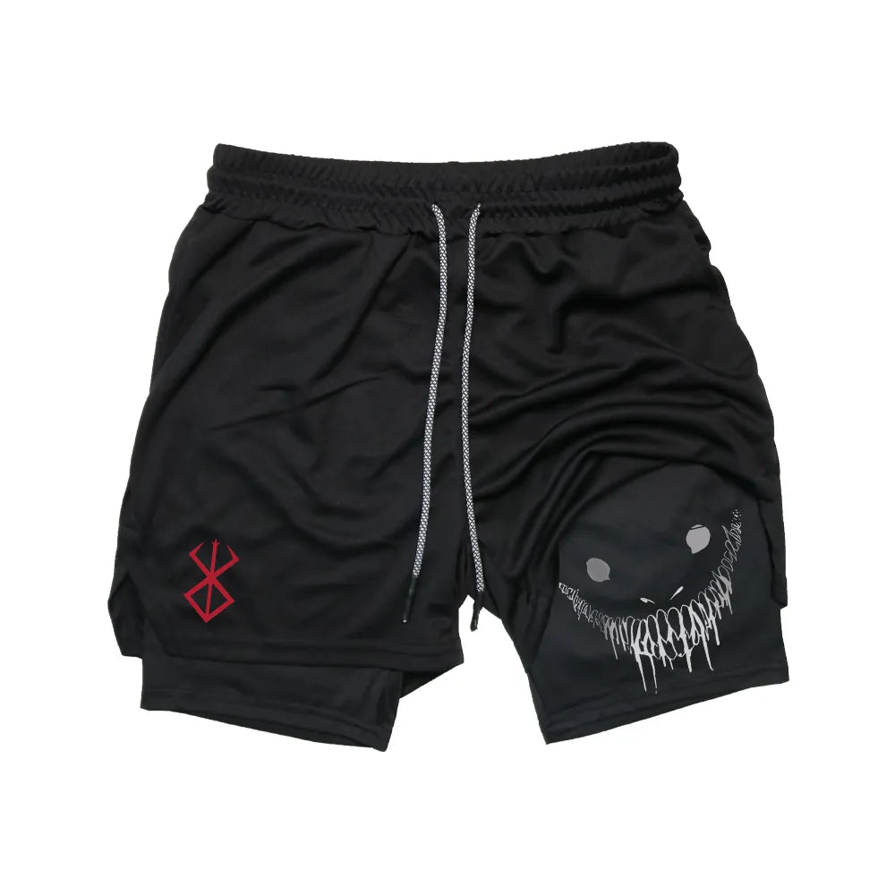 Unleash Your Inner Warrior: Anime-Inspired Berserk 2-in-1 Running Shorts for Intense Fitness Training and Summer Workouts