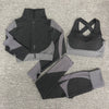 3PCS Seamless Women Yoga Set Workout Sportswear Gym Clothing Fitness Long Sleeve Crop Top High Waist Leggings Sports Suits