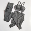 3PC Yoga Set Sport Suit Long Sleeve Crop Top High Waist Leggings Seamless Gym Tracksuit Fitness Workout Clothes Women Sportswear