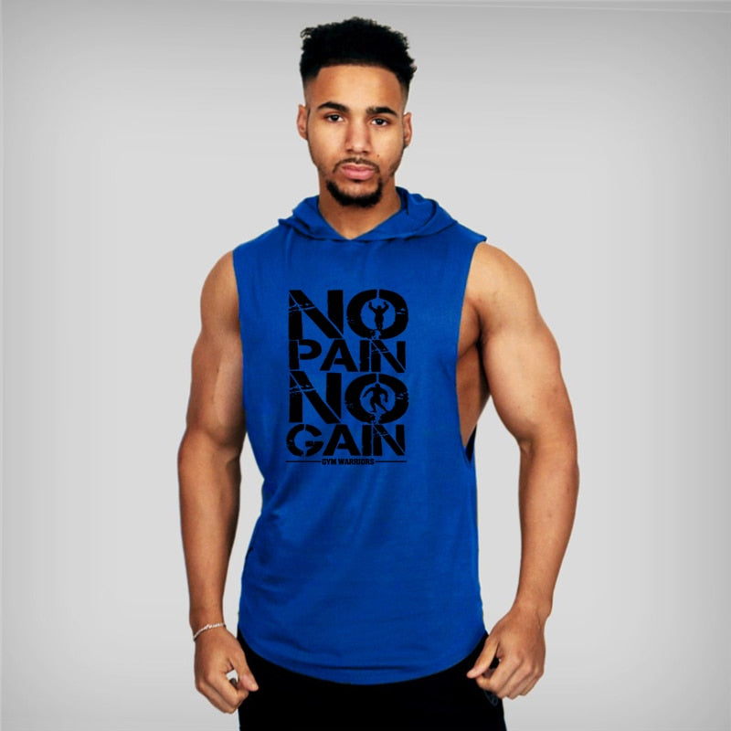 Cotton GYMS Sleeveless Bodybuilding Hooded Tank Top