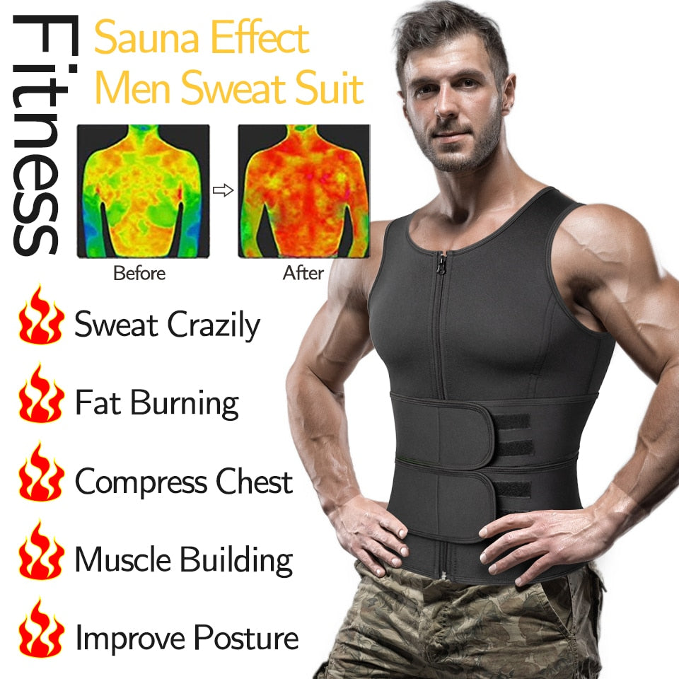 Men Body Shaper Waist Trainer Sauna Suit, Weight Loss Shirt Fat Burner Workout Shapewear
