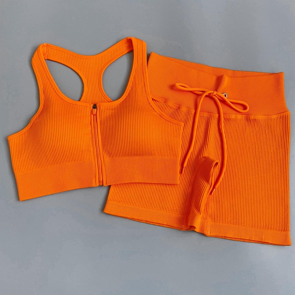 2/3/5PC Women tracksuit Seamless Yoga Set Workout Sportswear Gym Clothing Drawstring High Waist  Leggings Fitness Sports Suits