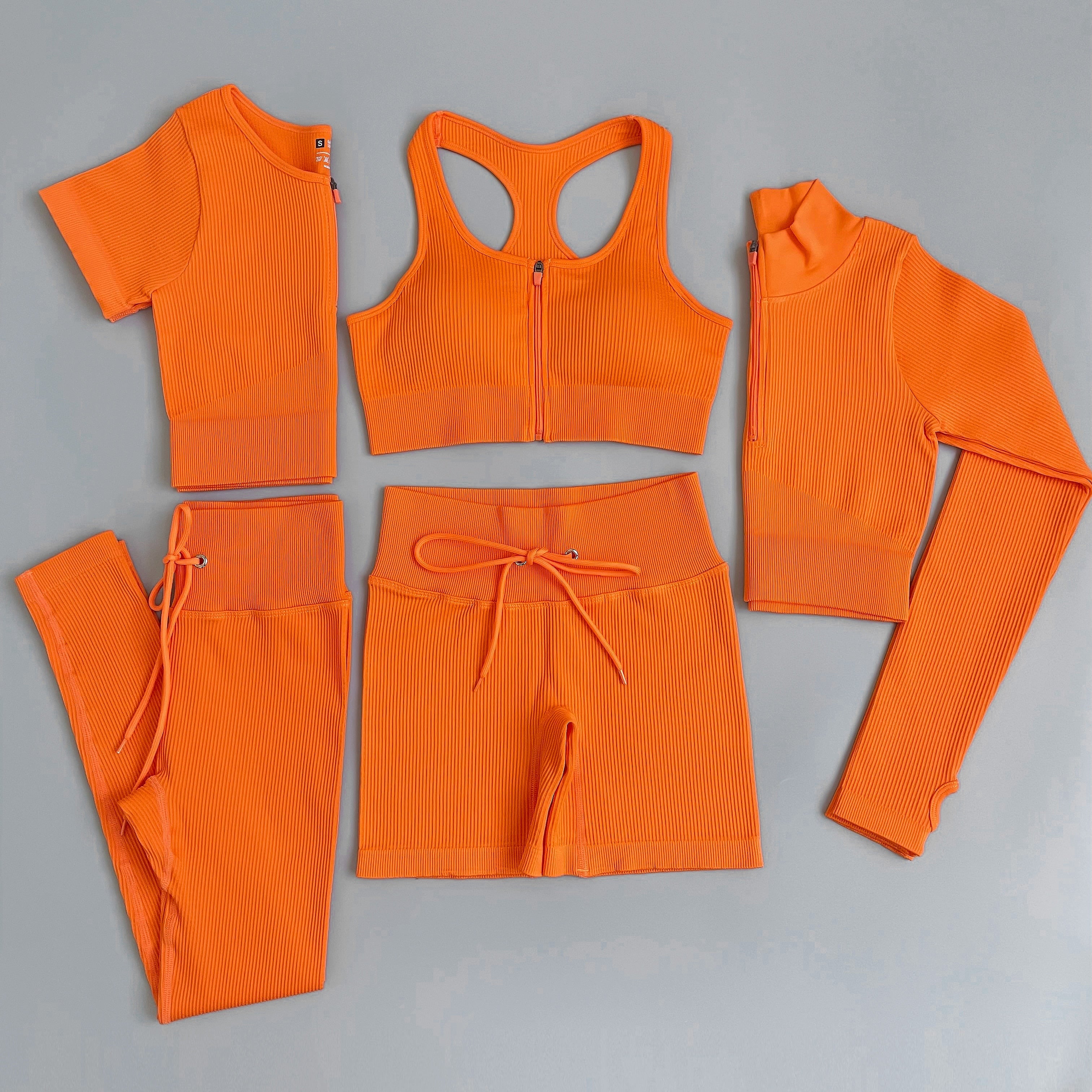 2/3/5PC Women tracksuit Seamless Yoga Set Workout Sportswear Gym Clothing Drawstring High Waist  Leggings Fitness Sports Suits