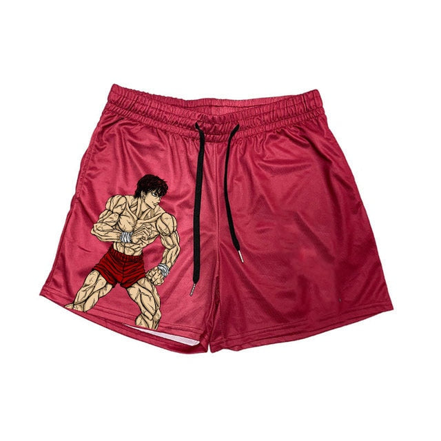 Men's Athletic Shorts for Running, Training, and Fitness Activities with an Anime-Inspired Design