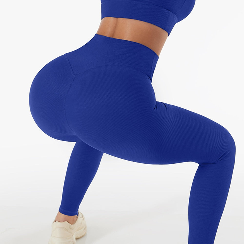 Tracksuit Seamless Yoga Set Workout Sportswear Gym Set Fitness Long Sleeve Crop Top High Waist Leggings Sports Suits